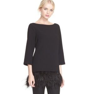KATE SPADE Ostrich Feather Hem sleeve Top